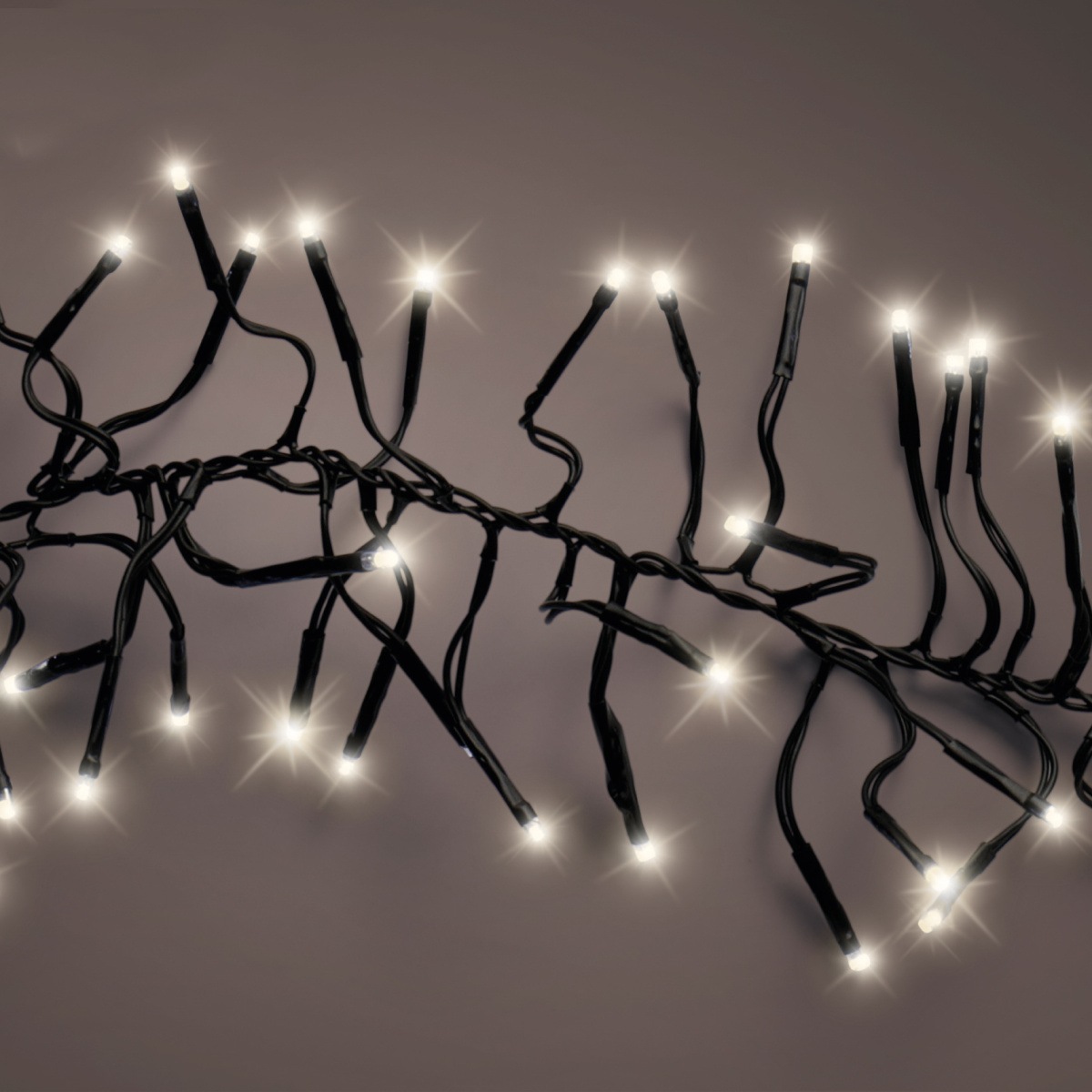 Vánoční světelné řetězy - Řetěz svítící venkovní Cluster 1128LED t.bílá  s časovačem, 8 funkcí černý 10,5m