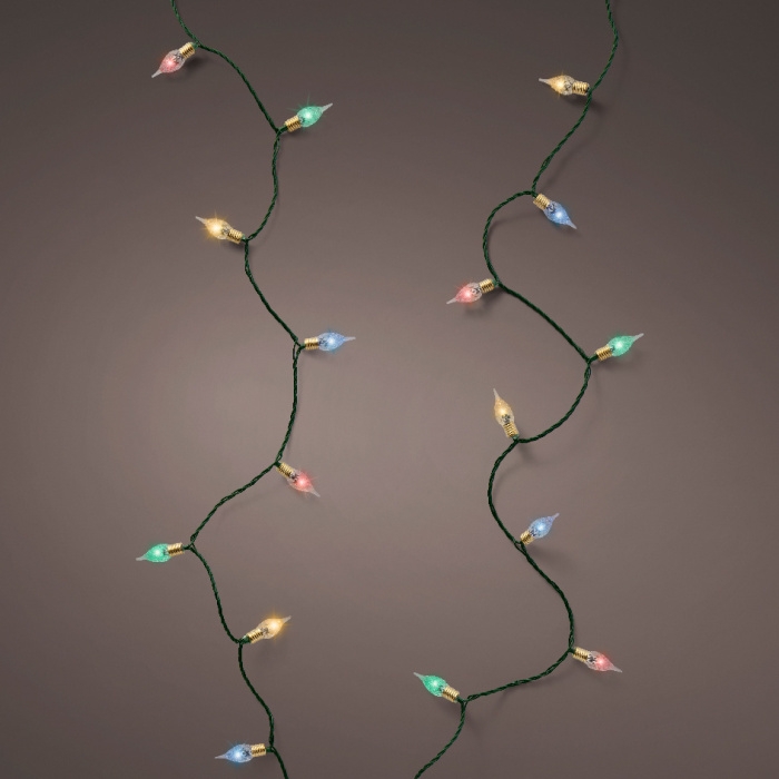 Interiérové vánoční osvětlení - Řetěz svítící vnitřní 240LED Vintage multi s časovačem, 8 funkcí, zelený 23,9m