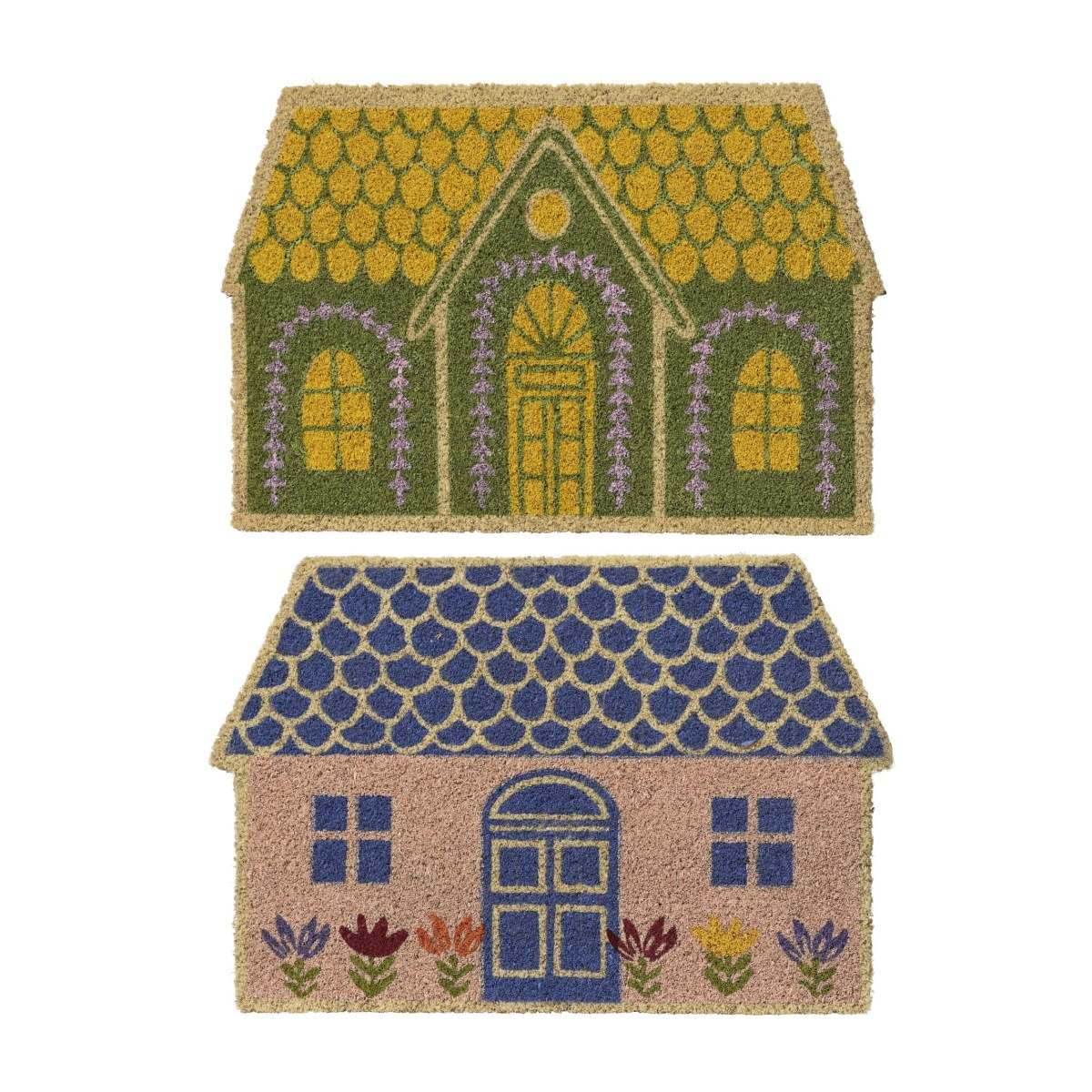 Rohožky před dveře - Rohožka z kokosového vlákna dům mix 40x60cm