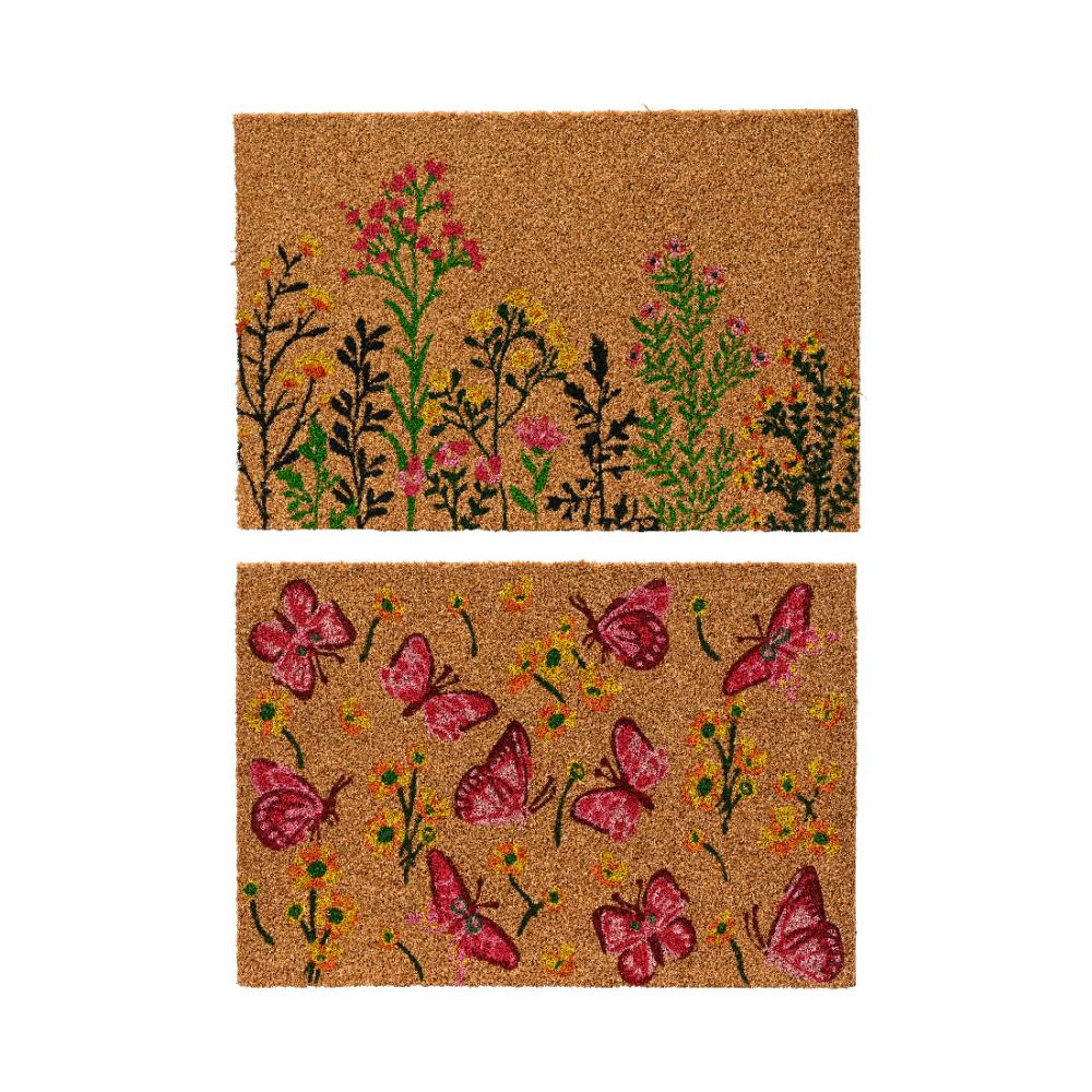 Rohožky před dveře - Rohožka z kokosového vlákna s květy/motýli mix 40x60cm