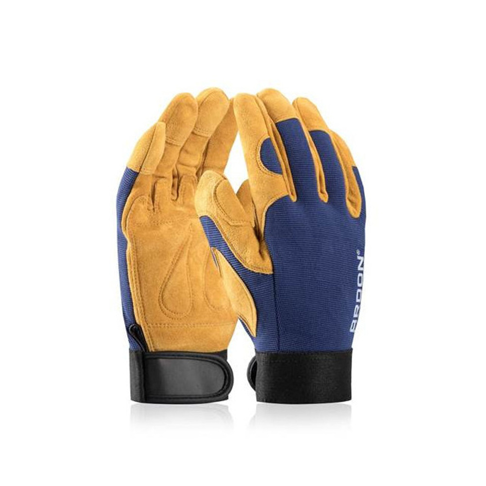 Zahradnické rukavice - Rukavice AUGUST® kombinované kůže/polyester modro-okrové vel.9