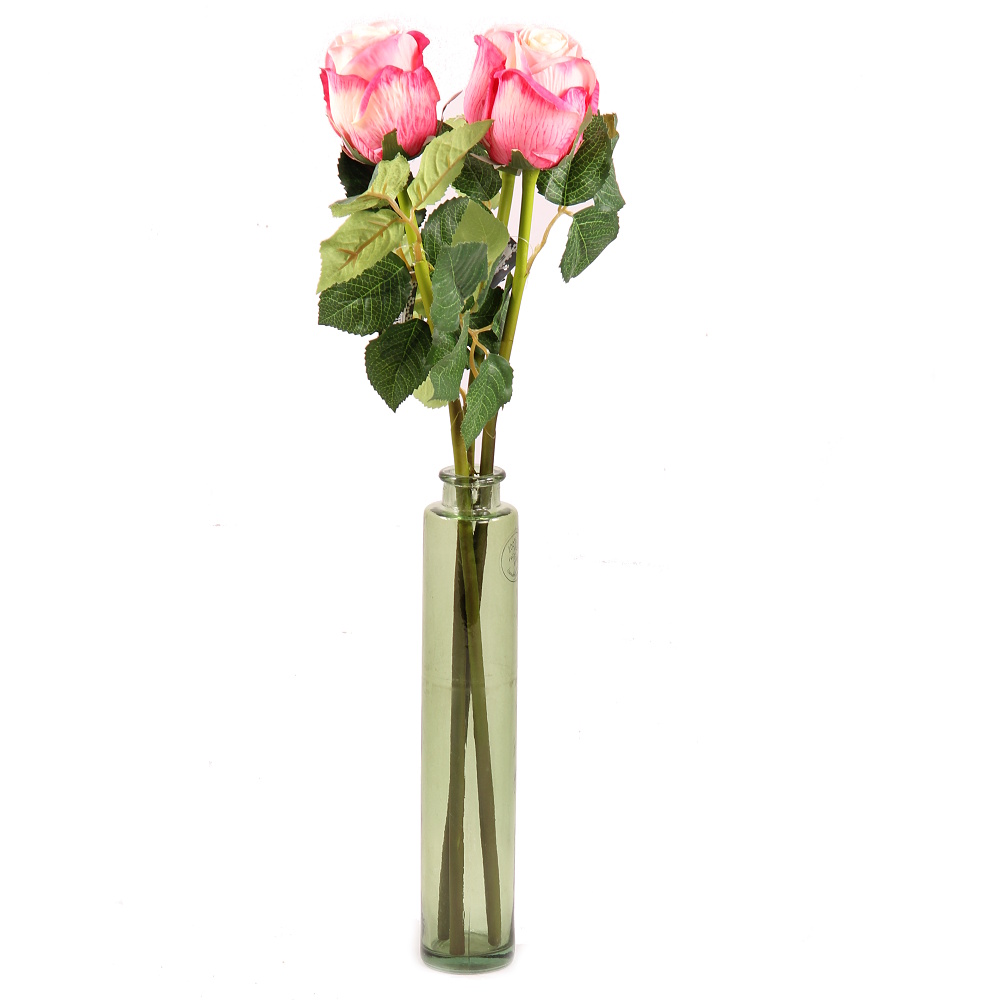 Růže EQUADOR řezaná umělá krémovo-vínová 60cm-0