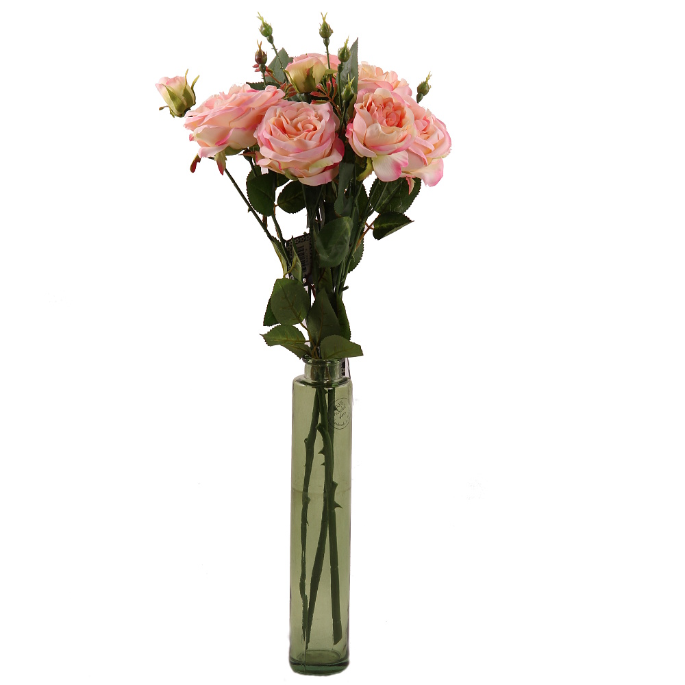 Růže ITALIA větev umělá 3 květy broskvová 61cm-0