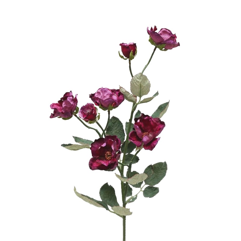 Letní umělé květiny - Růže MONET řezaná umělá 7 květů fialová 70cm