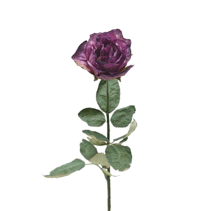 Letní umělé květiny - Růže MONET řezaná umělá fialová 65cm