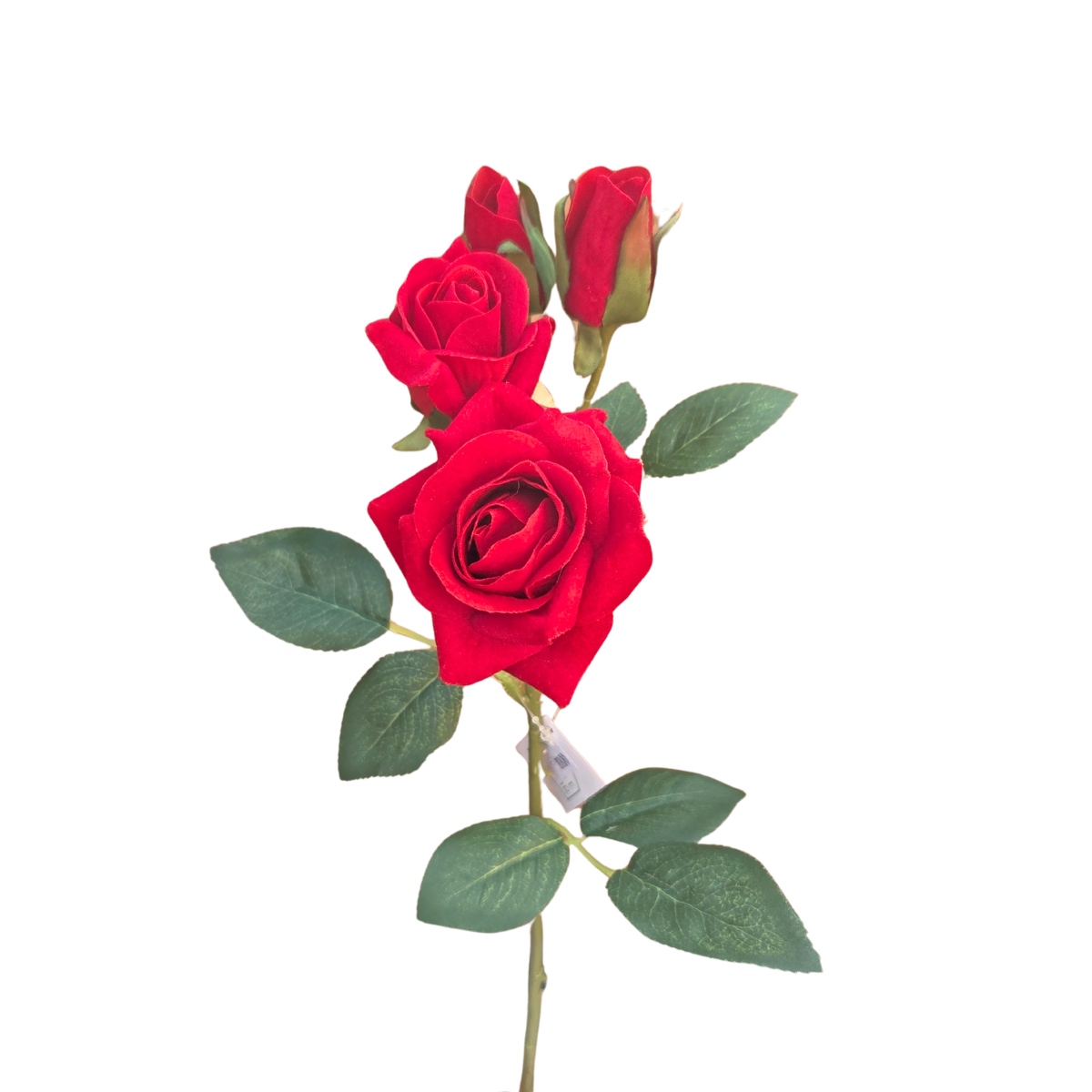 Letní umělé květiny - Růže řezaná umělá 2 květy a 2 poupata červená 49cm