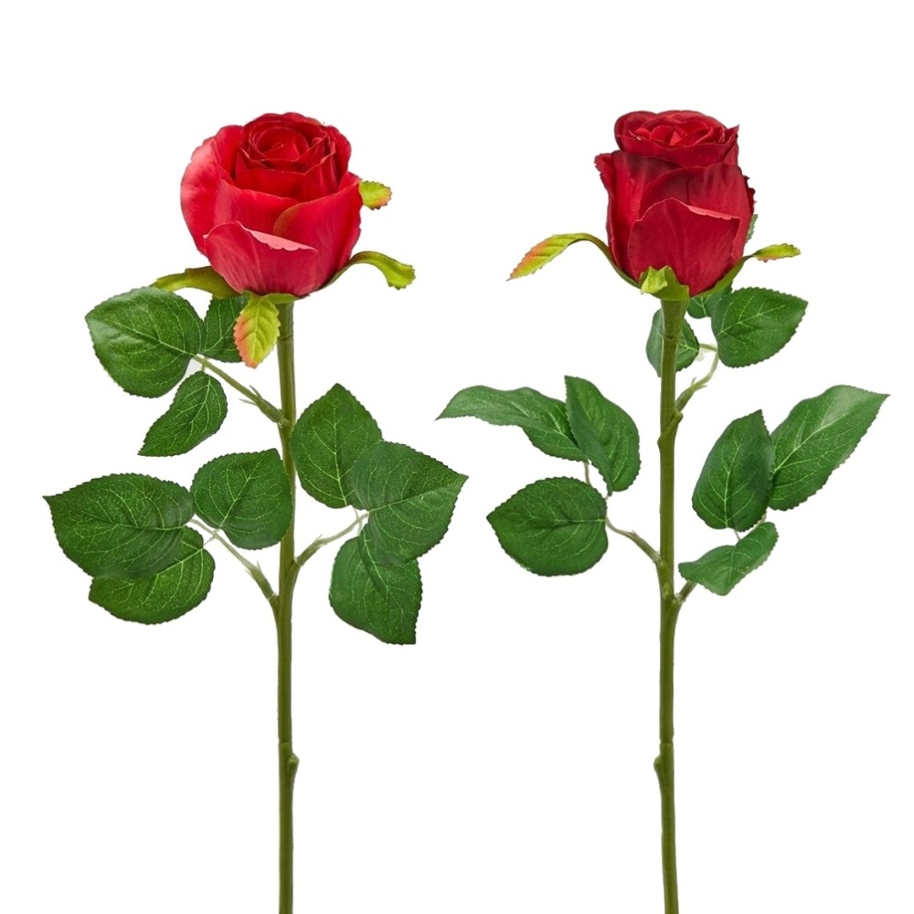 Letní umělé květiny - Růže řezaná umělá červená mix 51