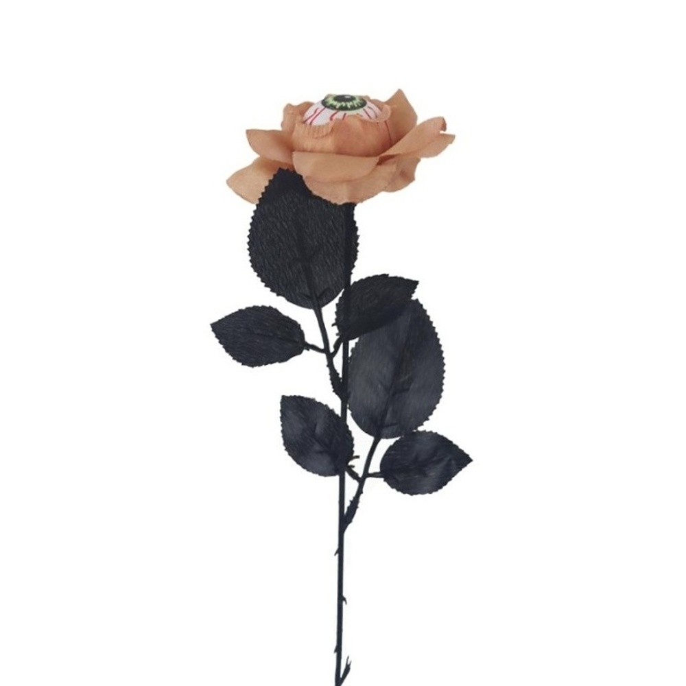 Halloween - Růže s okem řezaná umělá oranžová 43cm