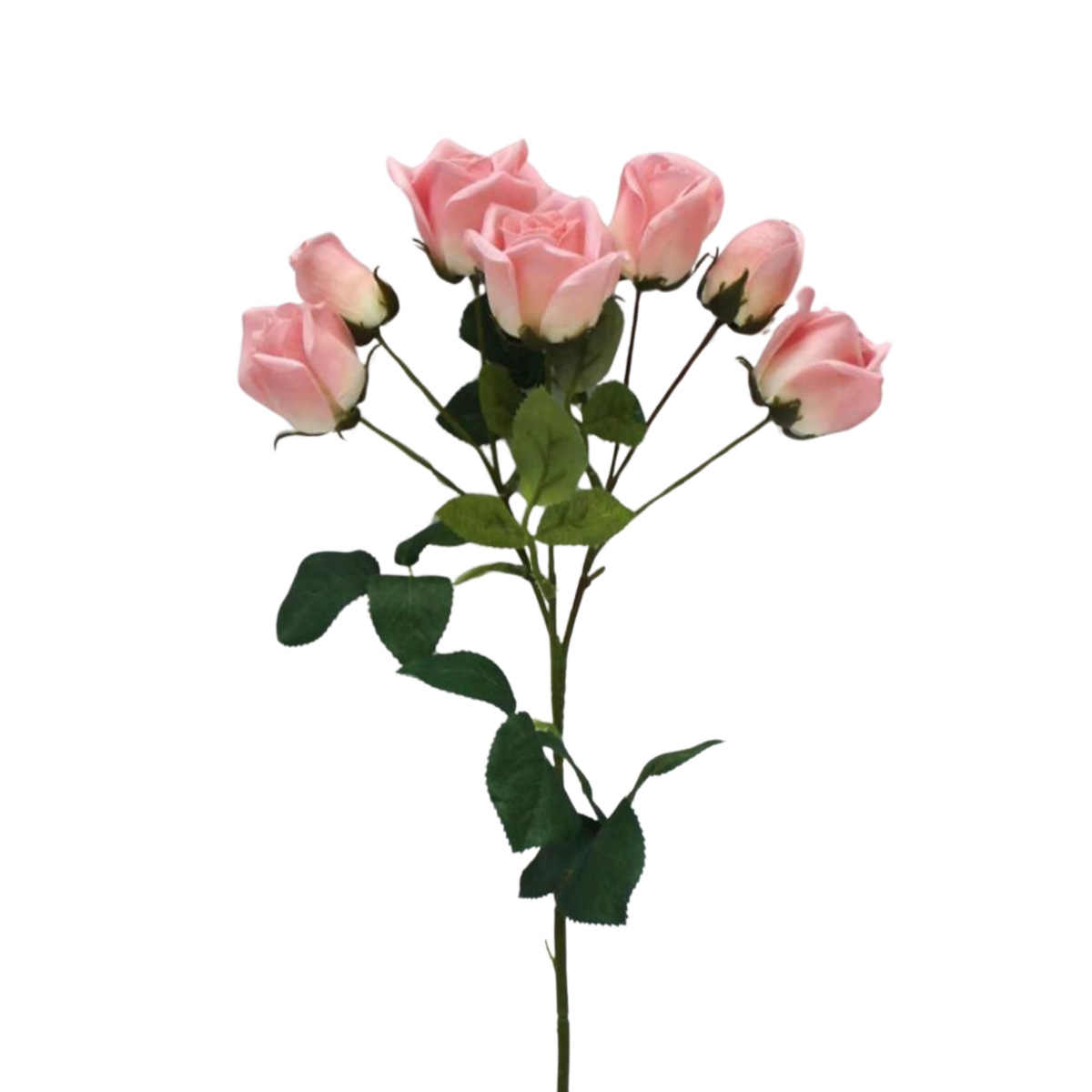 Letní umělé květiny - Růže umělá se 7 květy růžová 55cm