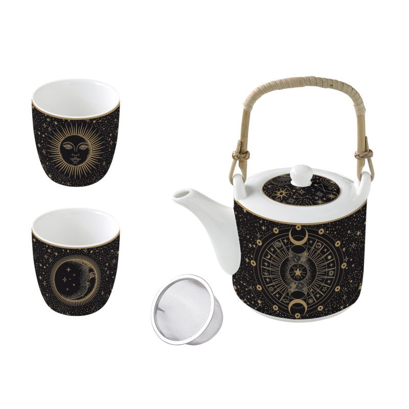 Čajové konvice - Sada 2ks porcelánových šálků a čajové konvice CELESTIAL 160+600ml