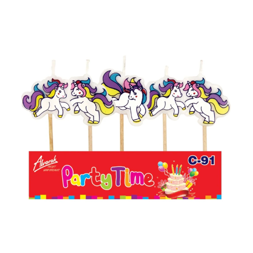Svíčky na dort - Sada dortových svíček - jednorožci 5ks