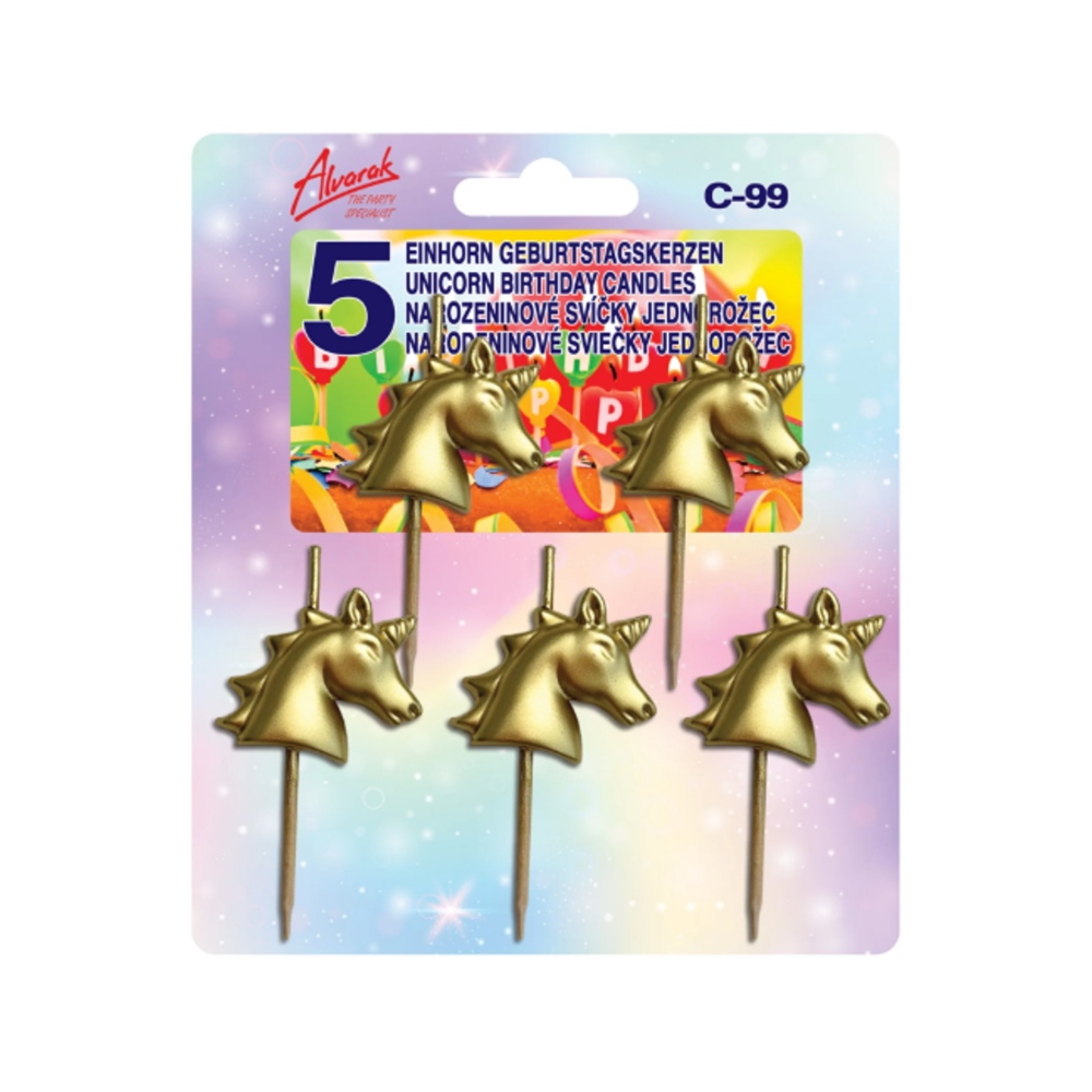 Svíčky na dort - Sada dortových svíček - jednorožci 5ks