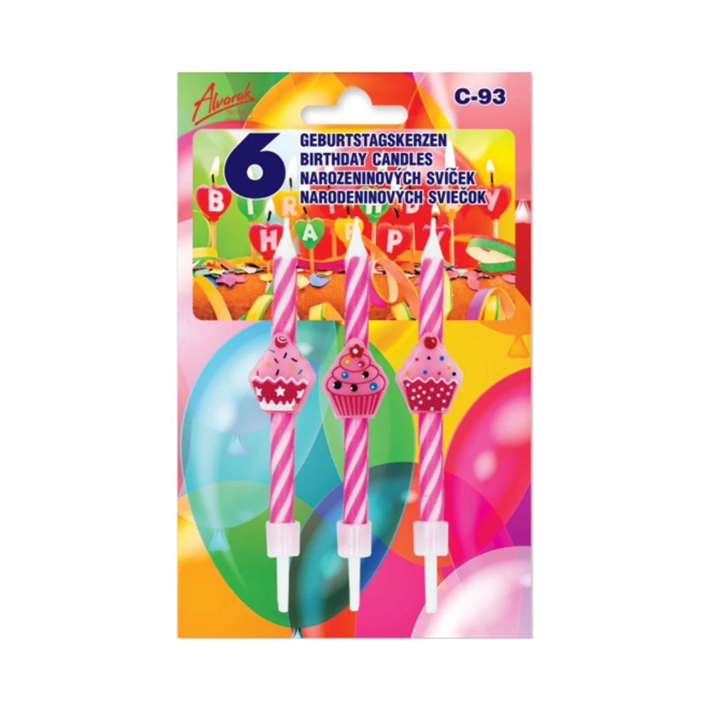 Svíčky na dort - Sada dortových svíček s cupcaky 6ks