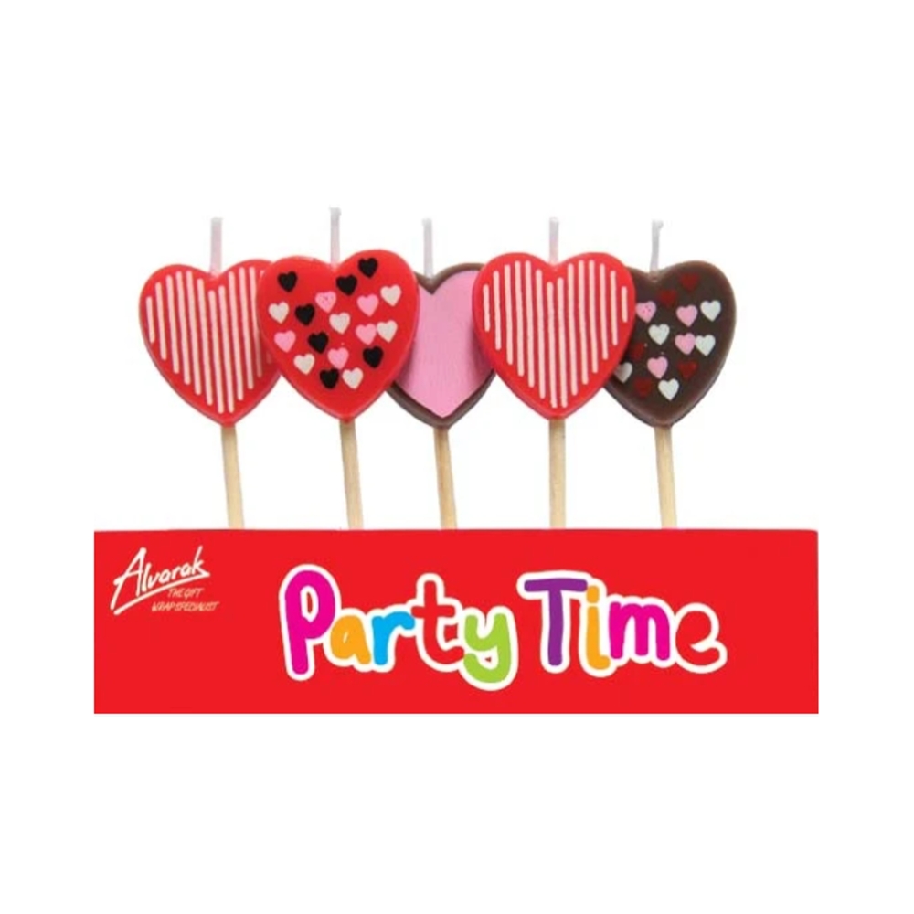 Svíčky na dort - Sada dortových svíček - srdíčka 5ks