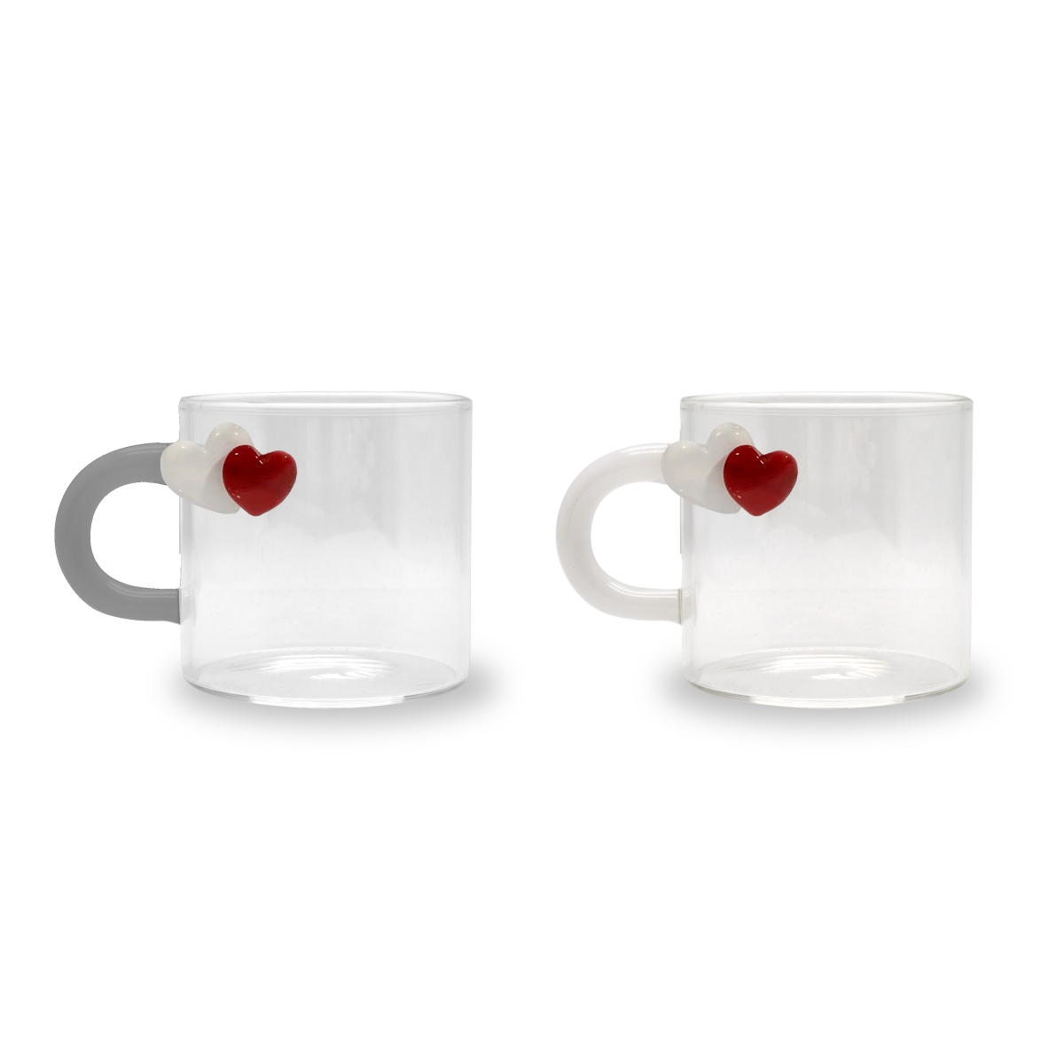 Hrnky a sklenice - Sada hrnků HEARTS z borosilikátového skla 130ml/2ks