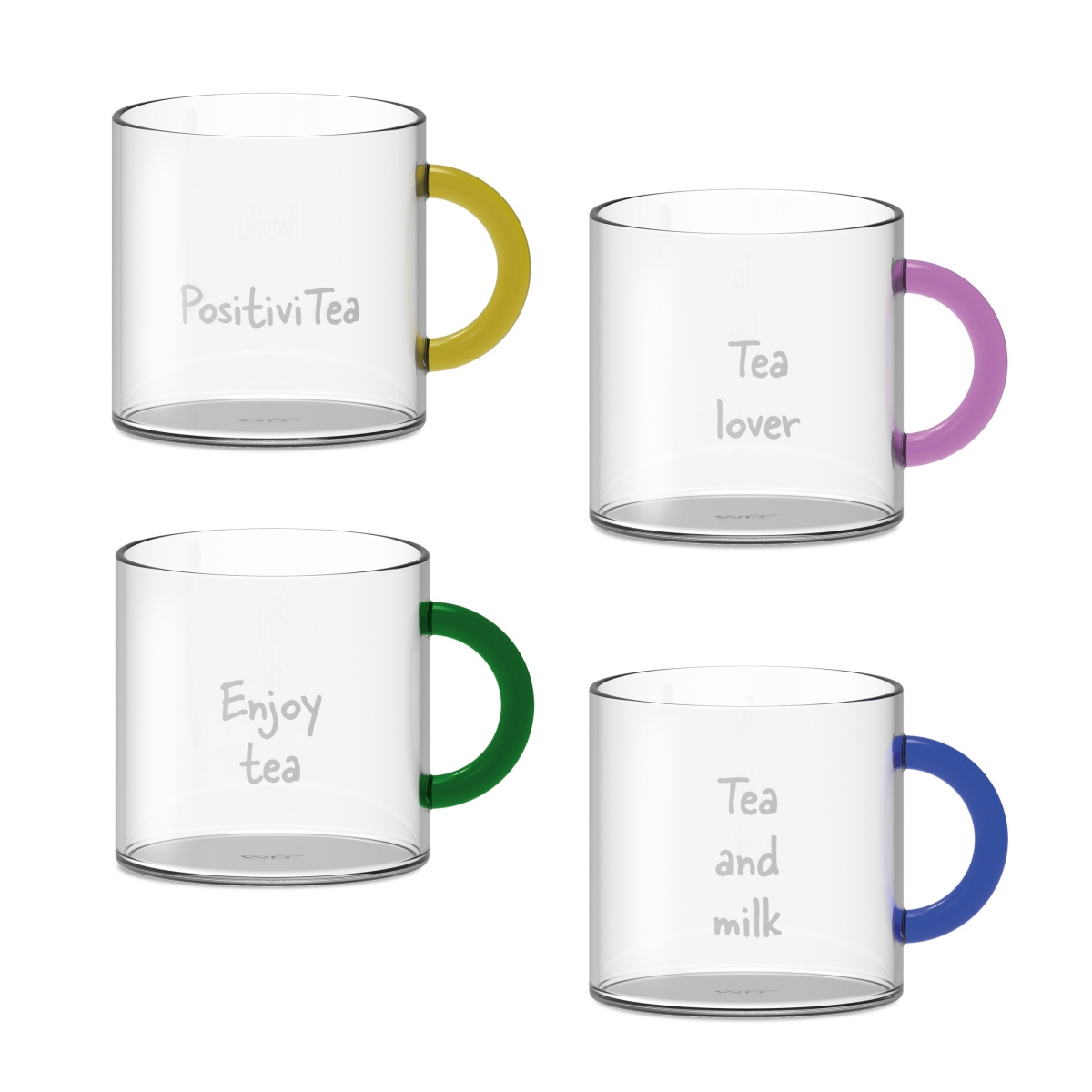 Hrnky a sklenice - Sada hrnků  z borosilikátového skla 250ml/4ks