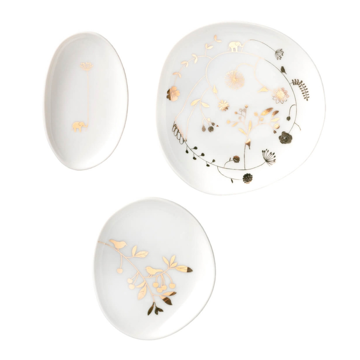 Talíře - Sada porcelánových talířů WONDERLAND s květy 3ks