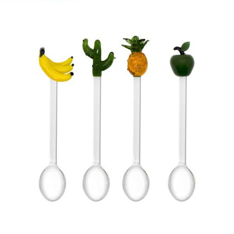 Kuchyňské doplňky - Sada skleněných lžiček FRUIT & CACTUS 4ks