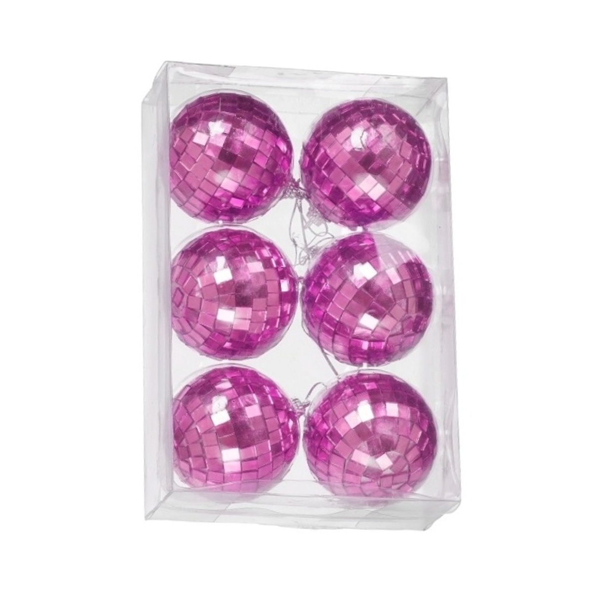 Sady skleněných ozdob - Sada skleněných ozdob - zrcadlové koule fuchsiové 6cm/6ks