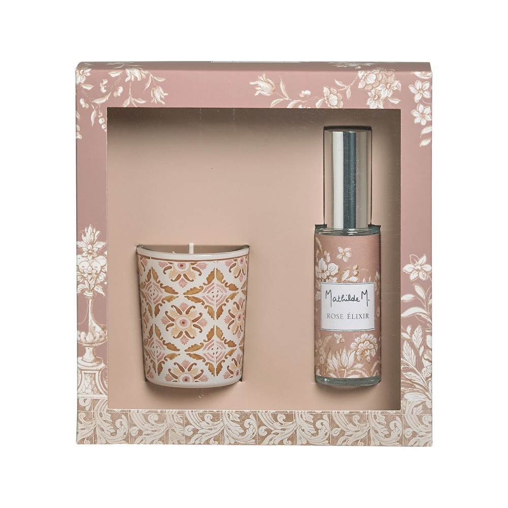 Svíčky vonné ve skle a jiném - Sada sprej interiérový + svíčka ROSE ÉLIXIR 30ml+70g