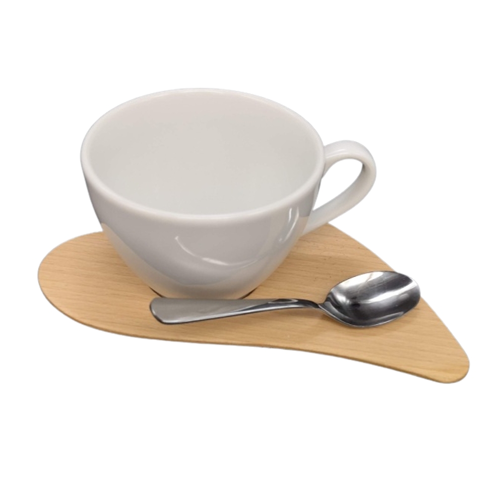 Hrnky a sklenice - Šálek a podšálek s lžičkou dekor srdce