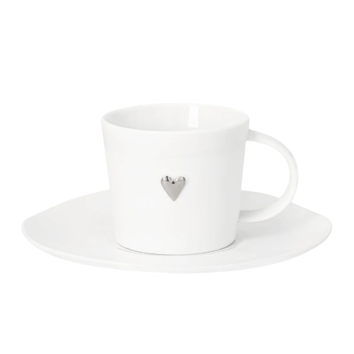 Vánoční nádobí a doplňky - Šálek a podšálek se srdcem z porcelánu 100ml