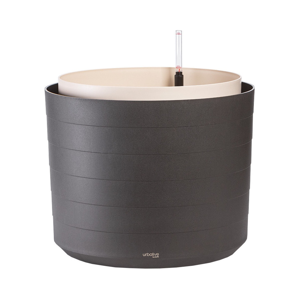 Plastové květináče - Samozavlažovací plastový květináč BERBERIS antracit/sl.kost 46cm