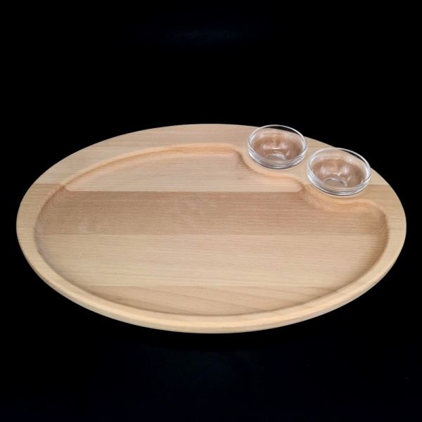 Prkénka - Servírovací prkénko s miskami  přírodní 35cm