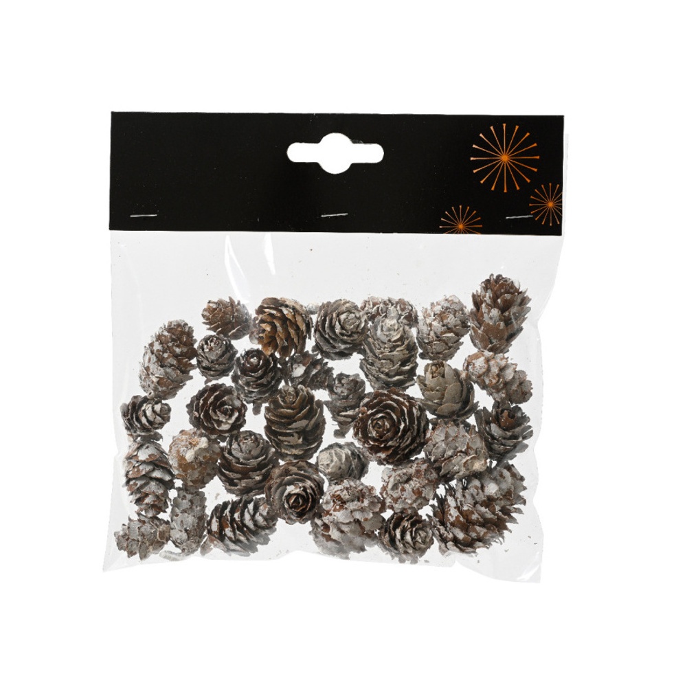 Šišky modřínové zasněžené v sáčku bílo-přírodní 40g