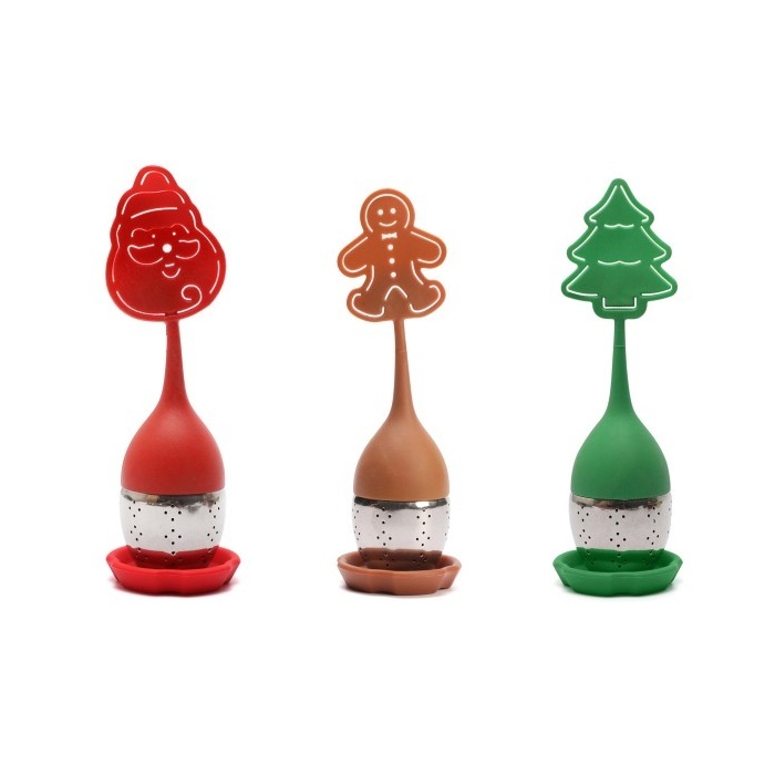 Kuchyňské doplňky - Sítko na čaj Santa/Perníček/Strom silikon/nerez