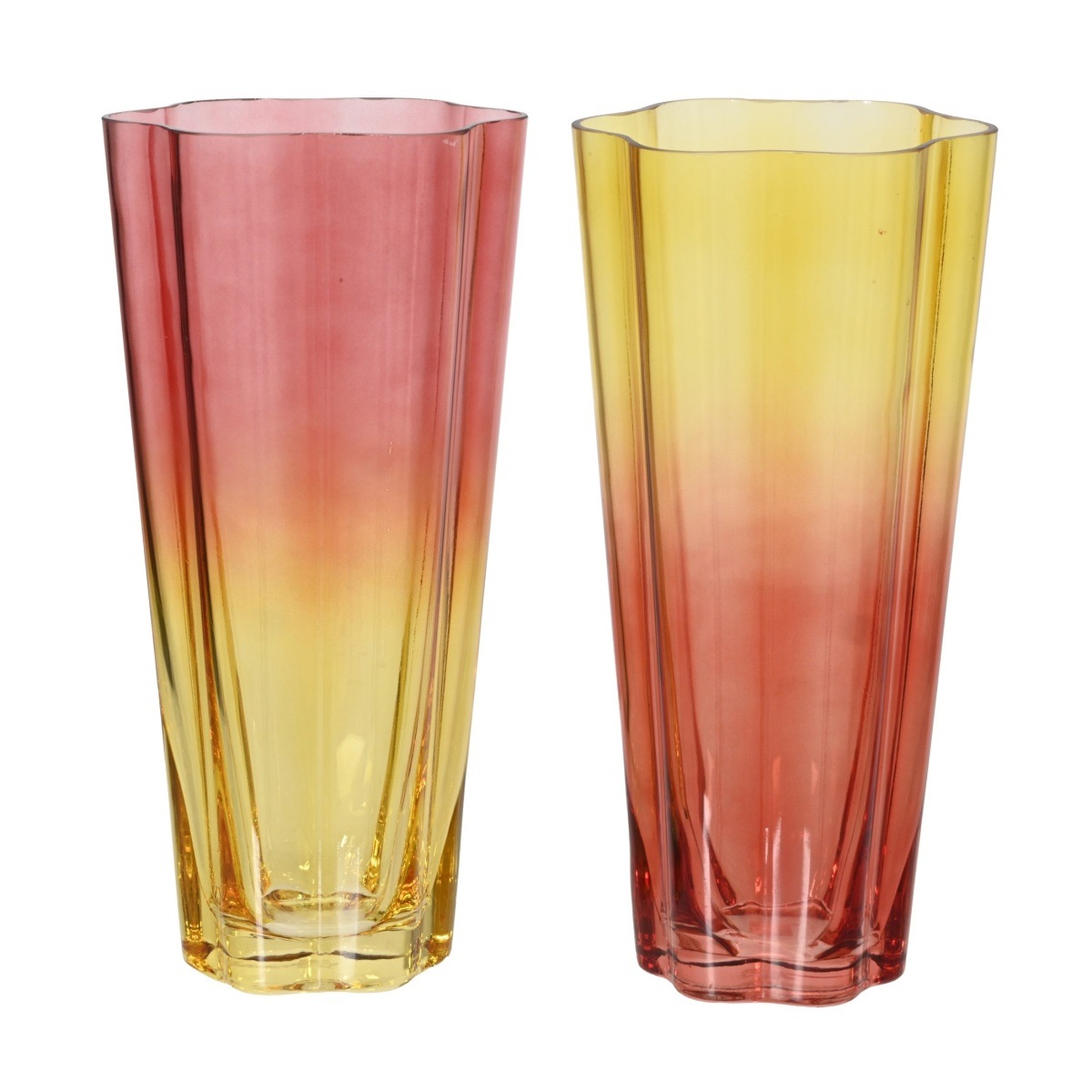 Skleněné vázy - Skleněná kónická dvoubarevná váza mix 33,5cm