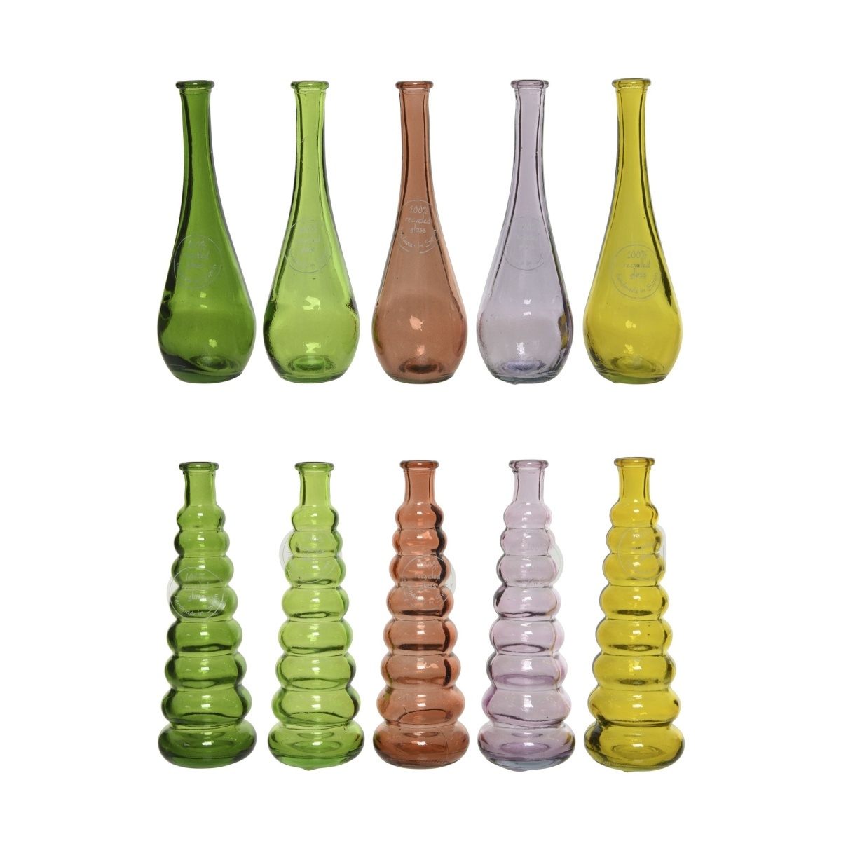 Skleněné vázy - Skleněná úzká váza mix 18cm