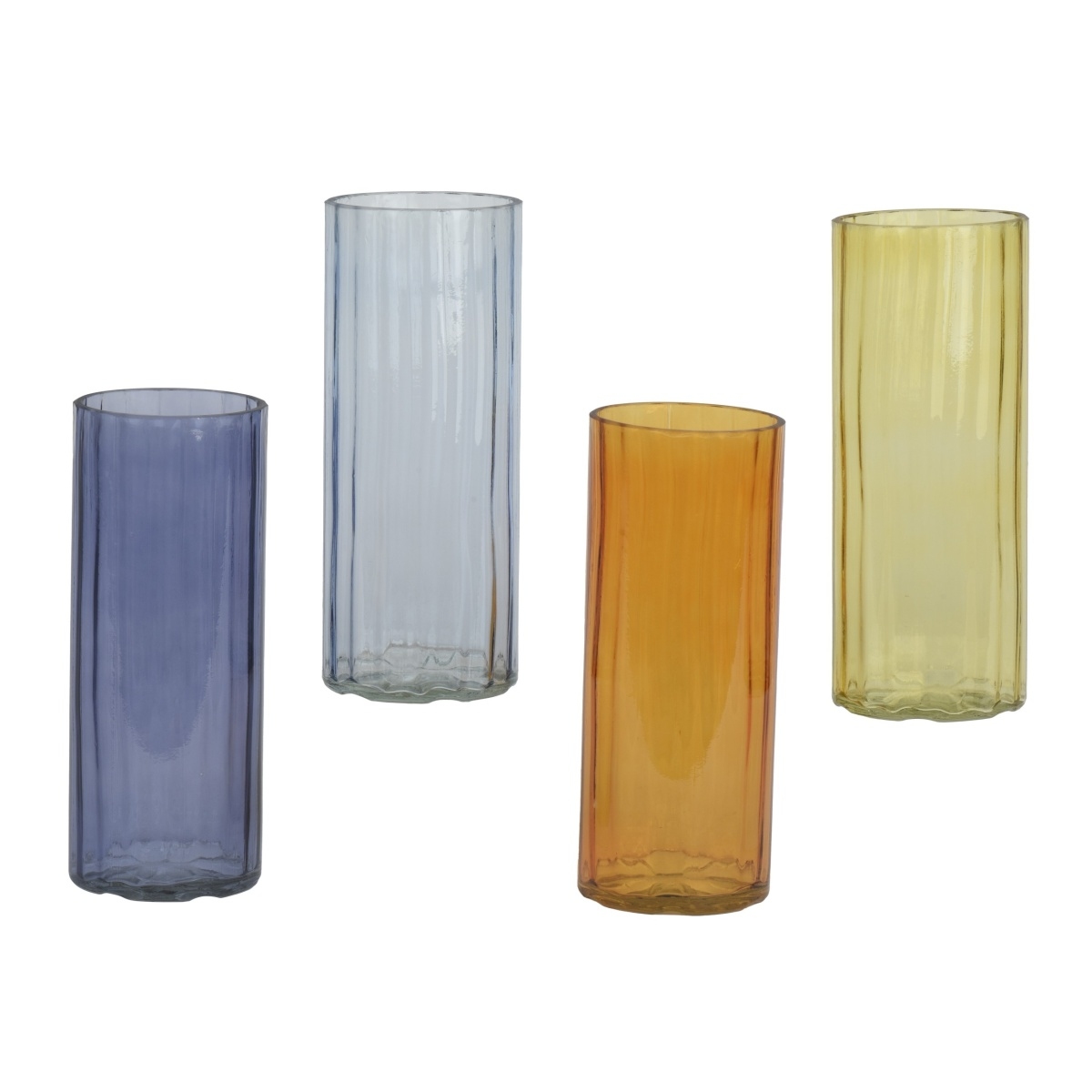 Skleněné vázy - Skleněná válcová váza s vroubky mix 25cm
