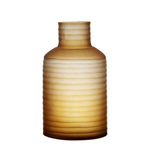 Skleněné vázy - Skleněná váza žluto-bílá 34,5cm