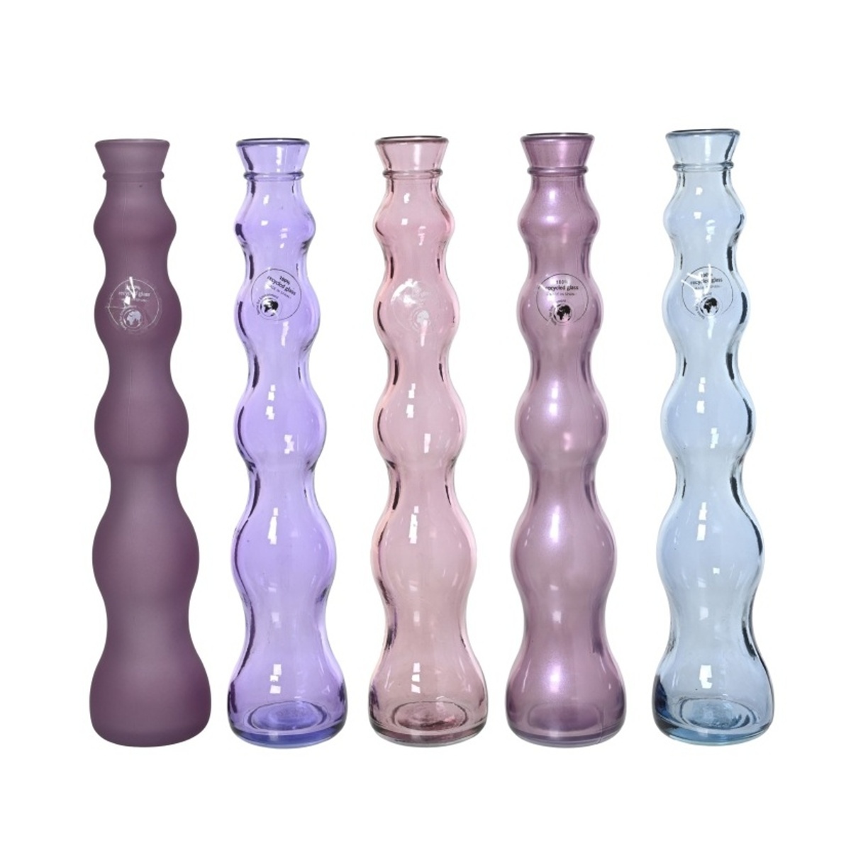 Skleněné vázy - Skleněná vlnitá váza mix 32cm