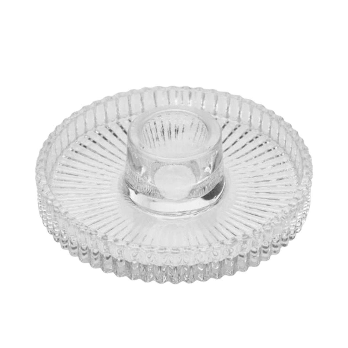 Svícny - Skleněný svícen rýhovaný na 1 svíčku 10cm