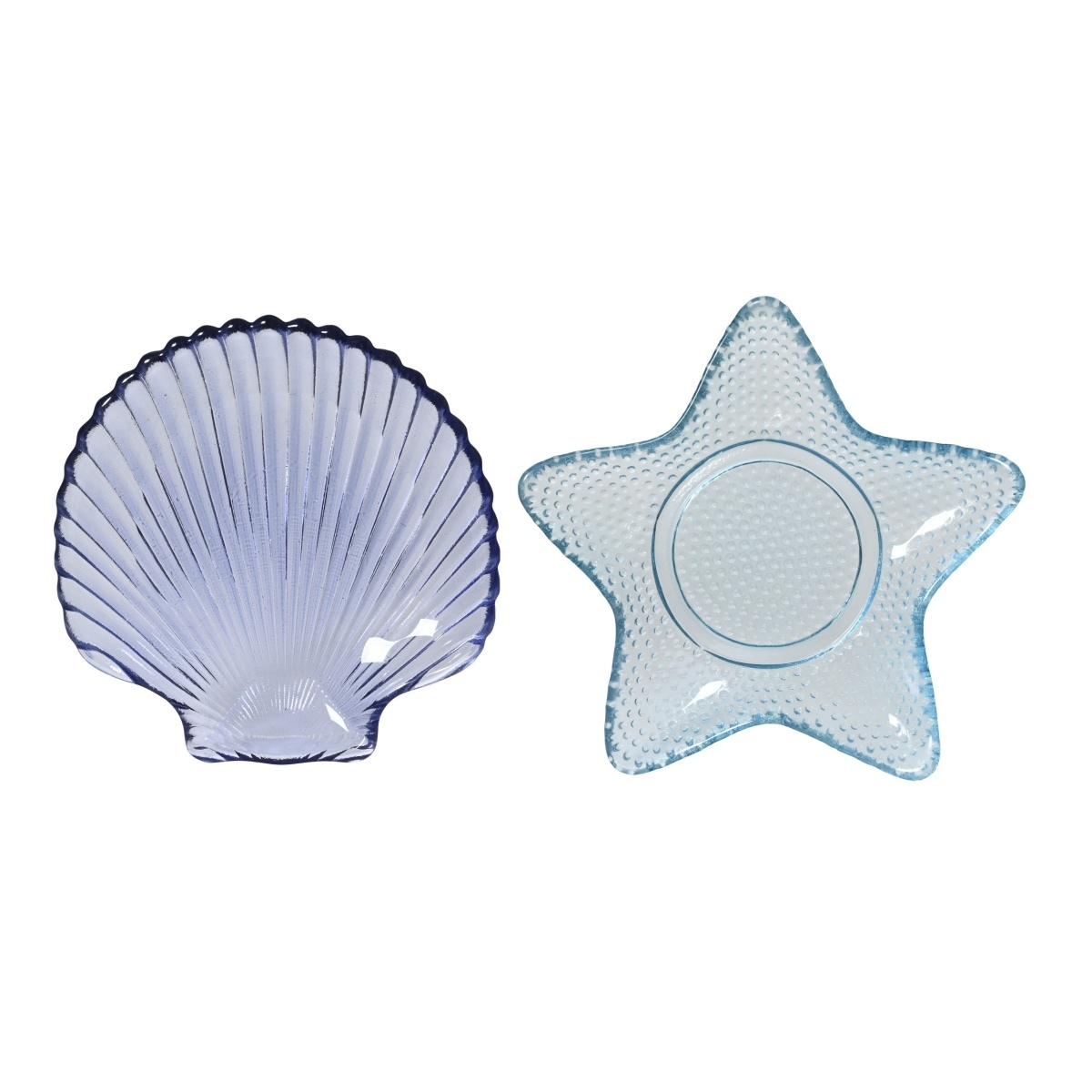 Talíře - Skleněný talíř mušle/hvězdice mix 14cm