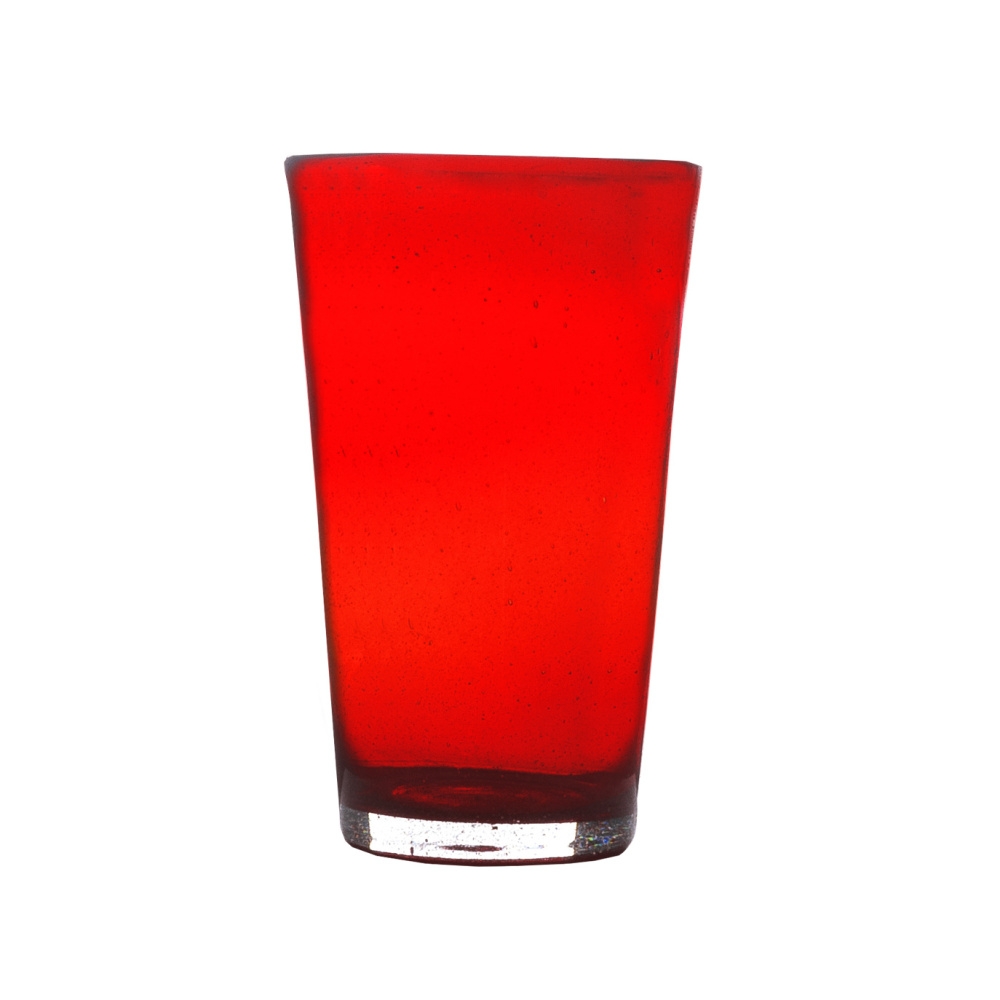 Hrnky a sklenice - Sklenice na drink skleněná MEMENTO červená 13,8cm
