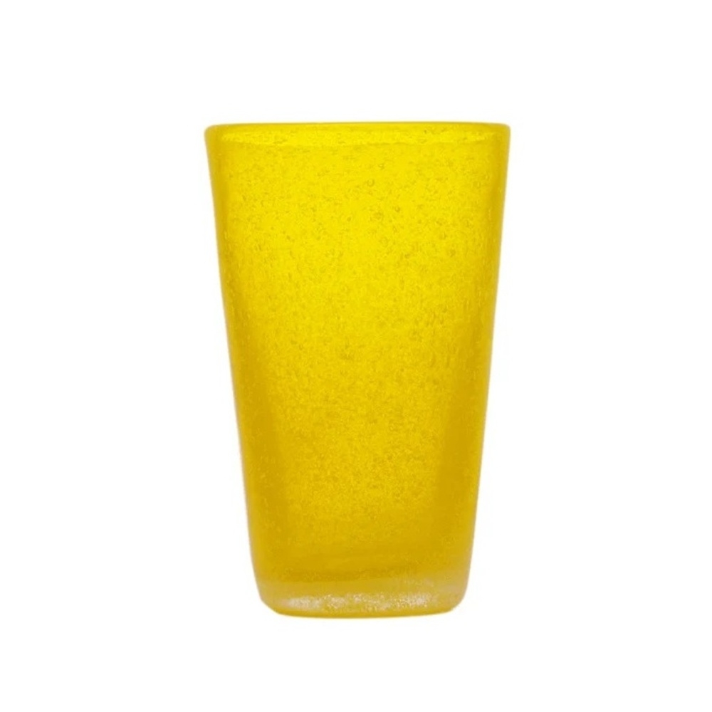 Hrnky a sklenice - Sklenice na drink skleněná MEMENTO žlutá 13,8cm