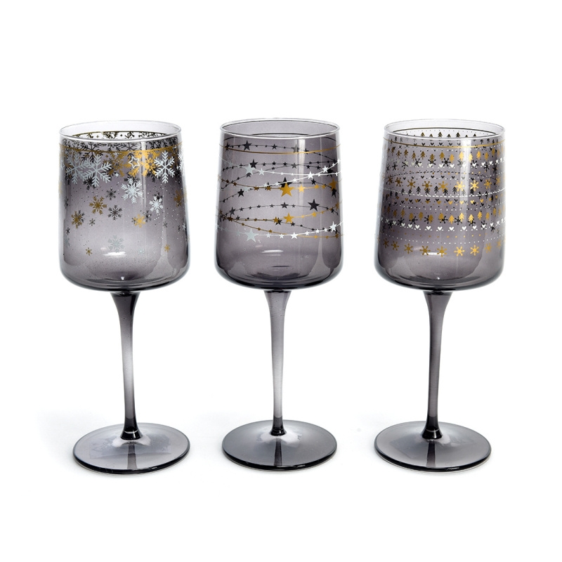 Sklenice na víno ELEGANT STARS sklenněná červená/šedá mix 320ml-0