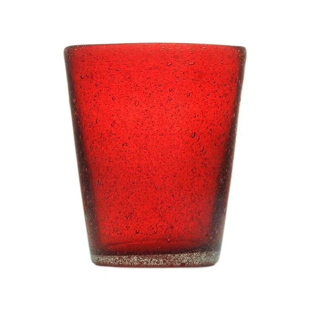 Hrnky a sklenice - Sklenice na vodu skleněná MEMENTO červená 10cm