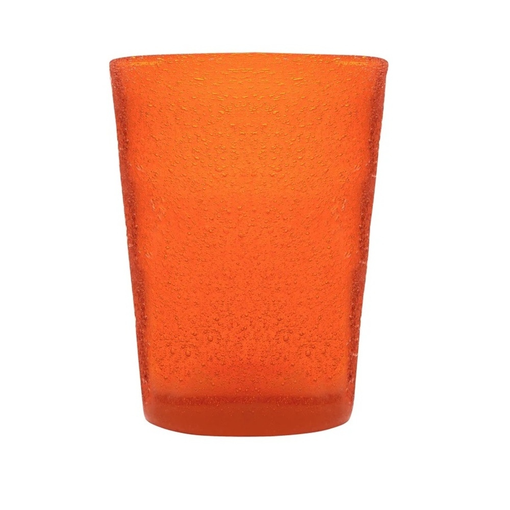 Hrnky a sklenice - Sklenice na vodu skleněná MEMENTO oranžová 10cm