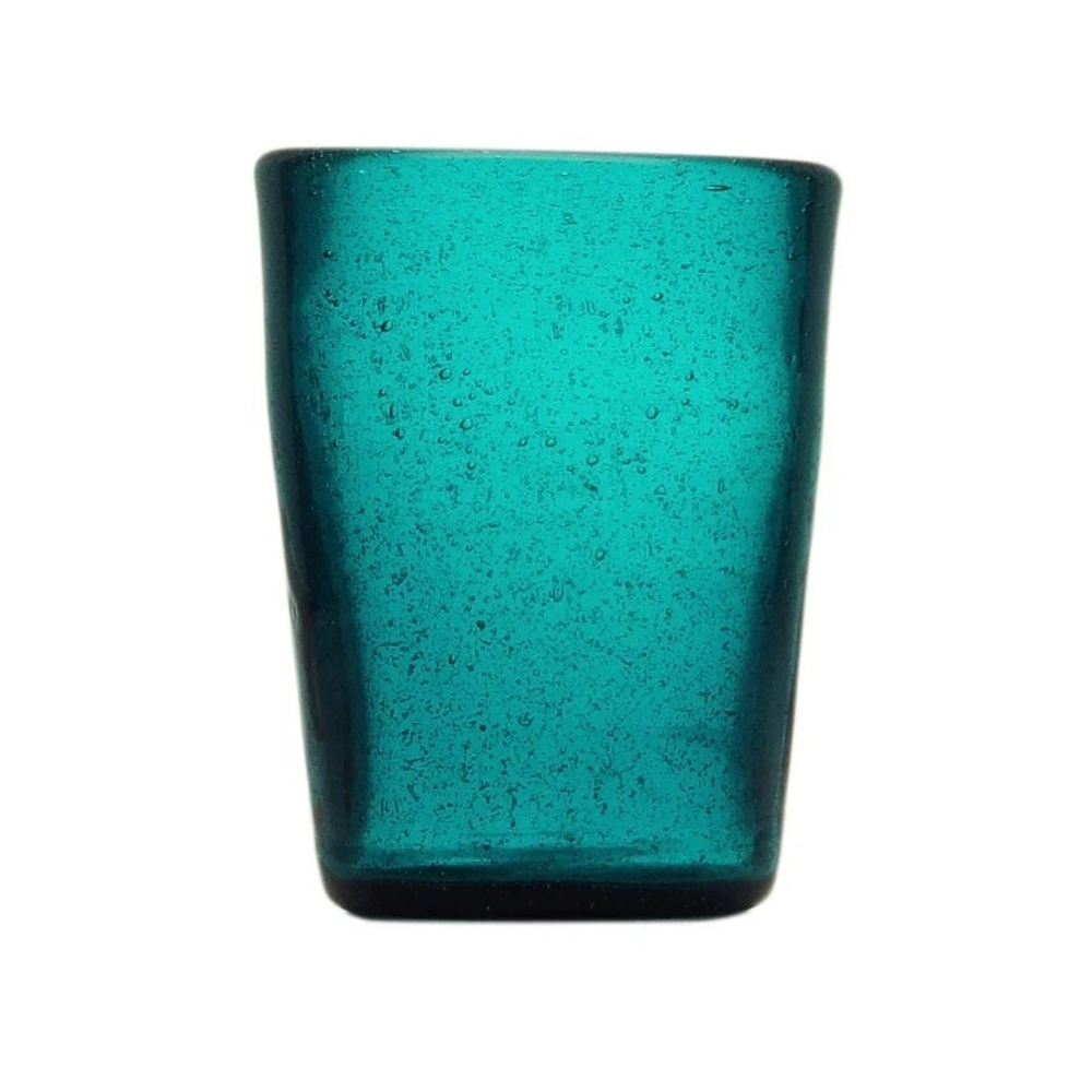 Hrnky a sklenice - Sklenice na vodu skleněná MEMENTO petrolejová 10cm