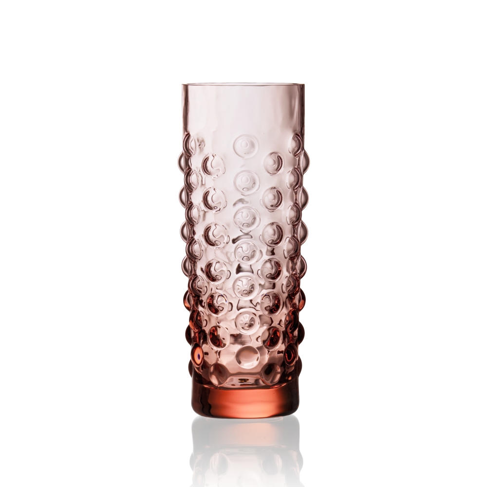 Křišťál Květná 1794 - Sklenice skleněná POLKA DOT rozalín 340ml