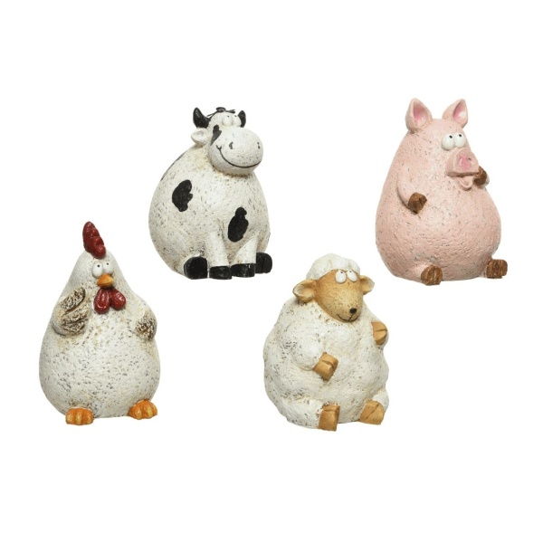 Dekorační figurky zvířat - Slepice/kráva/prase/ovce sedící polyresin mix 45cm