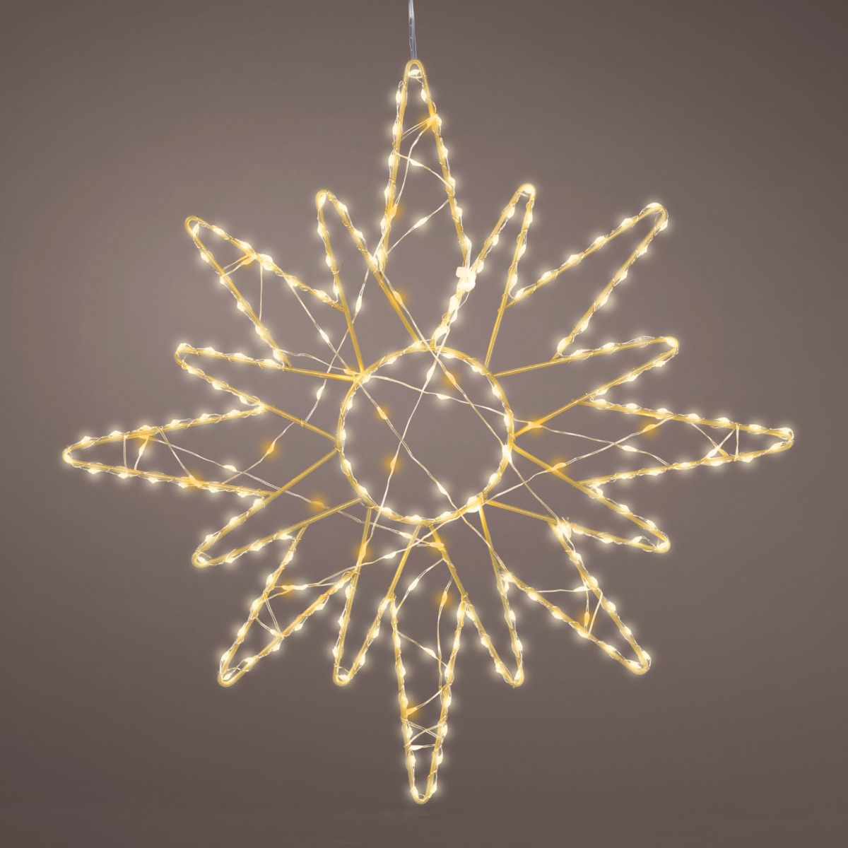 Venkovní svíticí dekorace - Slunce venkovní svítící 235microLED t.bílá/bílá s časovačem 38cm