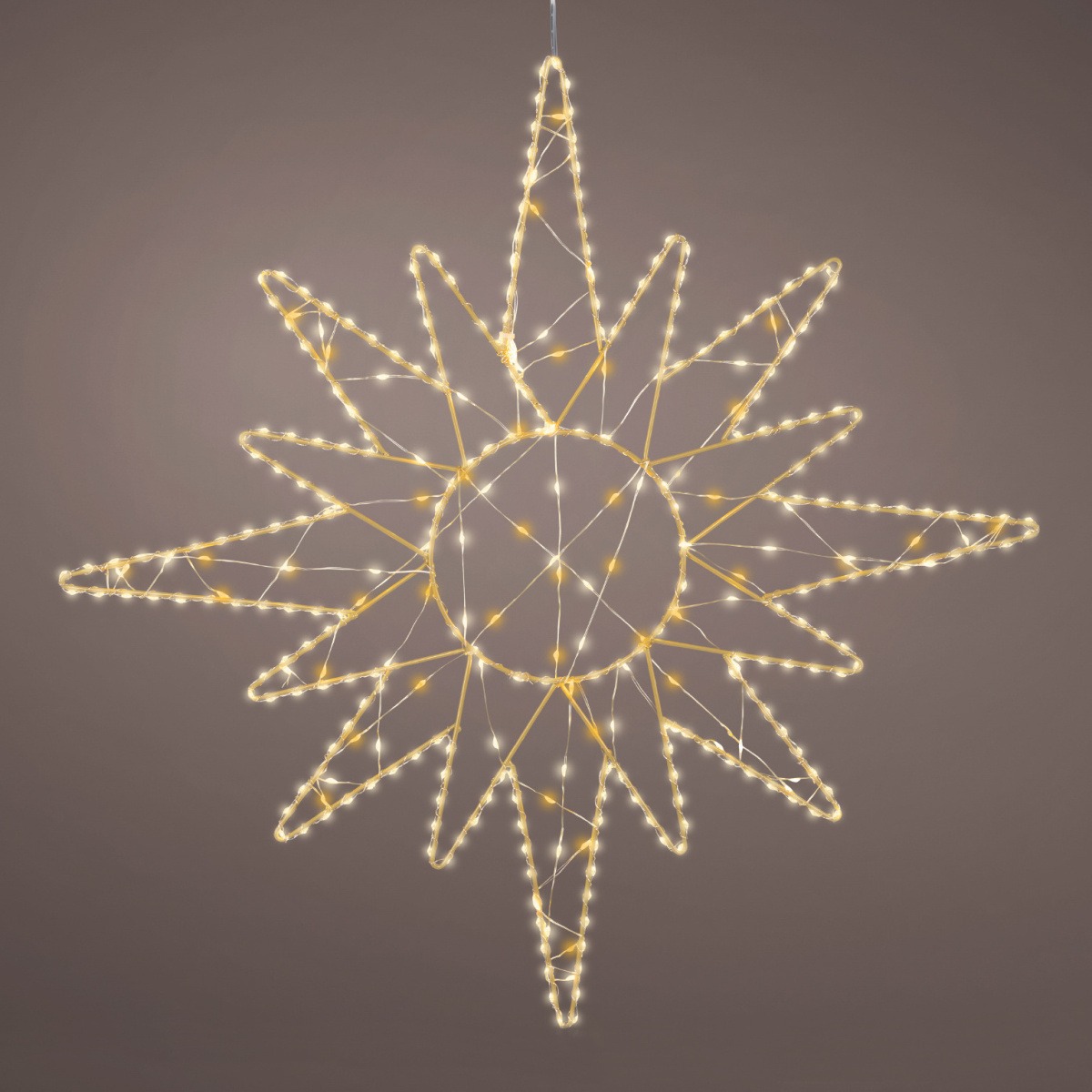 Venkovní svíticí dekorace - Slunce venkovní svítící 375microLED t.bílá/bílá s časovačem 58cm