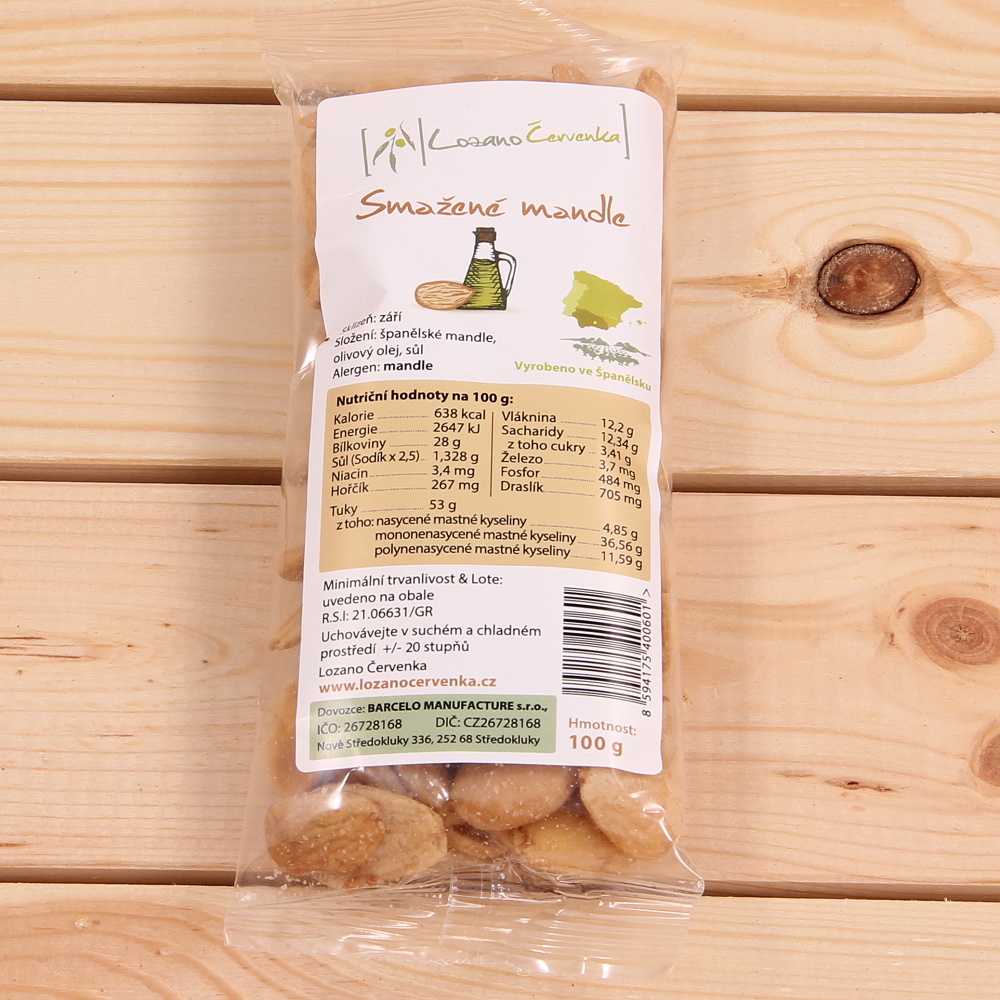 Sušené ovoce a plody - Smažené mandle solené 100g