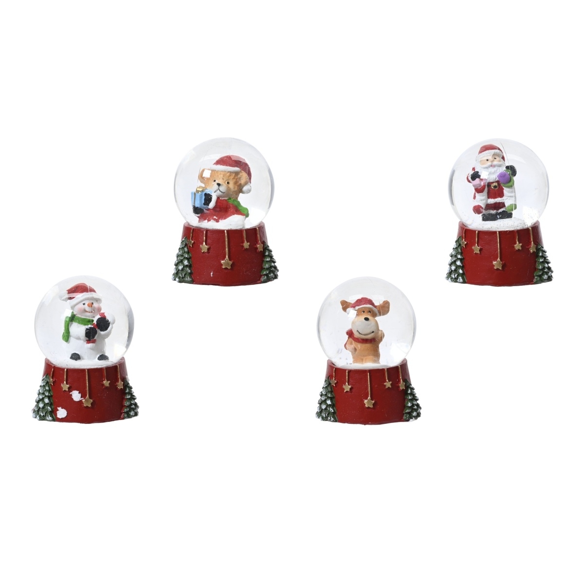 vánoční interíérové dekorace - Sněžítko Santa/sněhulák/medvěd/sob z polyresinu mix 6cm
