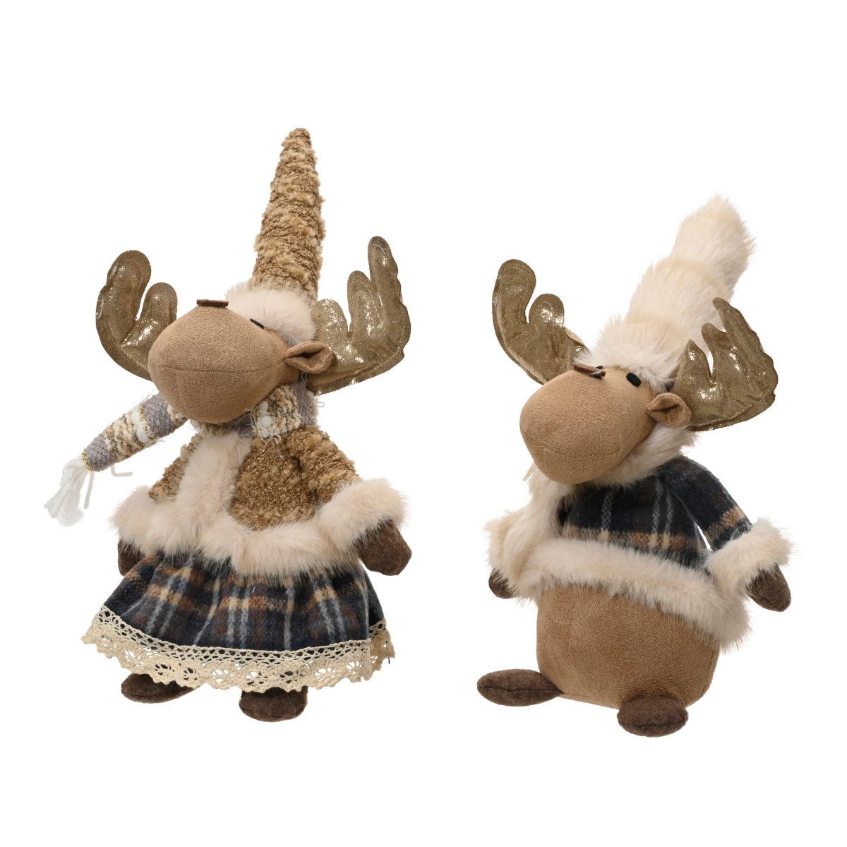 Figurky zvířátek - Sob chlapec/dívka sedící z polyesteru mix 32cm
